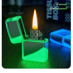 Encendedor de Arena Fluorescente con Llama Brillante - Diseño Futurista en Caja de Lujo, Regalo Perfecto
